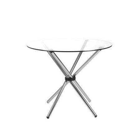 Hydra 42 Inch Round Dining Table With Clear Tempered Glass Top And Hydra 42 Inch Round Dining Table With Clear Tempered Glass Top And Chrome Base