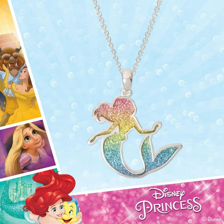 Silver Mermaid Necklace For Women & Teen Girls - Crystal Heart Pendant With Mermaid Tail Chain | Fairy-Themed Jewelry Birthday Gift For Her