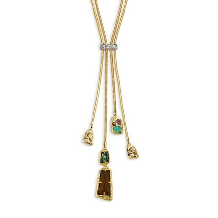 - Semi Precious Multi Stone Lariat Necklace