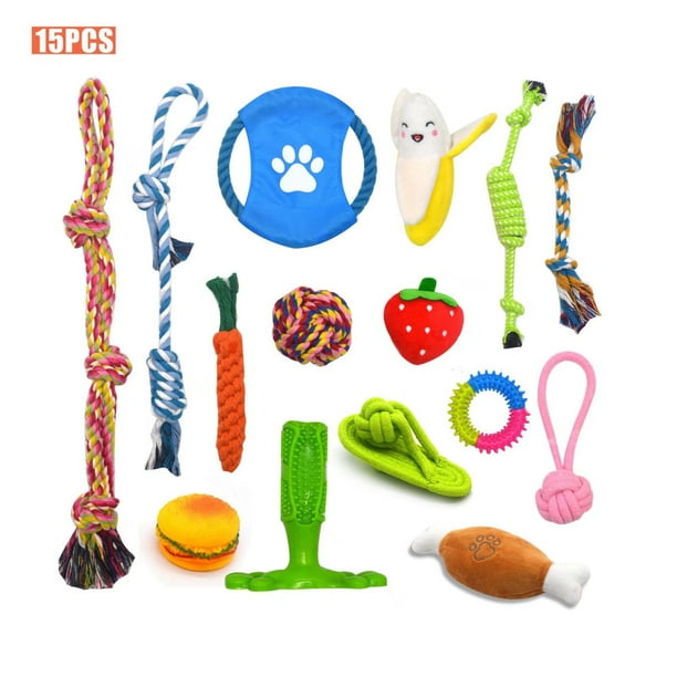Juego de 15 juguetes para perros, cuerda para masticar duradera, juguete Solitude para perros pequeños y medianos saludables