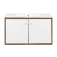thumbnail image 3 of Modway Transmit 36" Modern Plastic Wall-Mount Bathroom Vanity in Walnut/White, 3 of 4