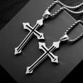 thumbnail image 4 of Collar con colgante de cruz de acero inoxidable y titanio con personalidad genuina de estilo hip hop para hombre y mujer, 4 of 6