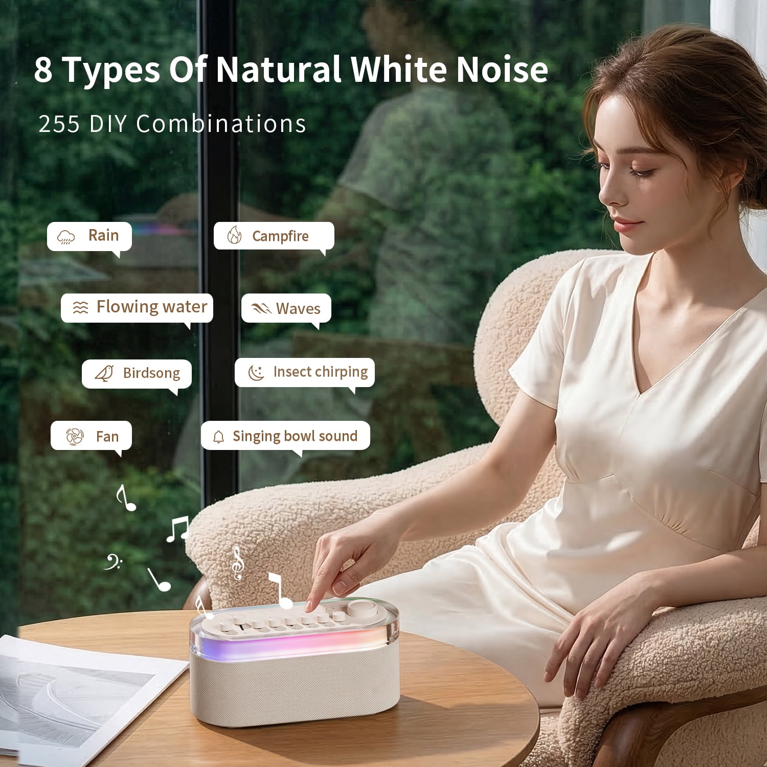 ANTBOOK White Noise Sound Machine for Sleep with Bluetooth