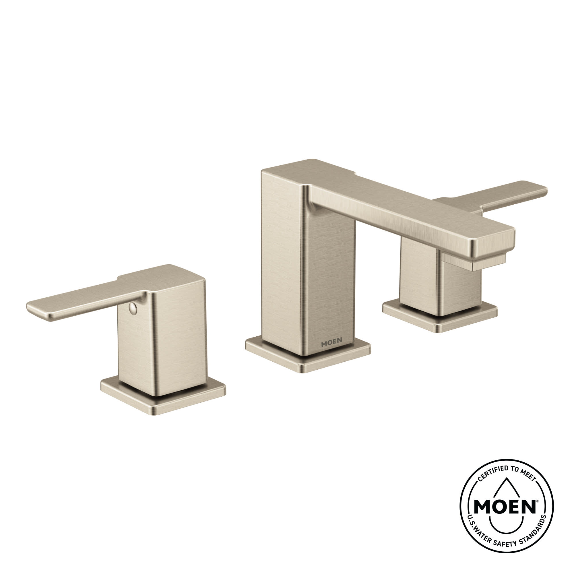 Moen TS6721BN 90 Degree Two-Handle Widespread Modern Bathroom Faucet, Valve Required, Brushed Nickel