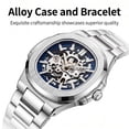 thumbnail image 3 of Men's Automatic Mechanical Skeleton Watch,Stainless Steel Bracelet Wrist Watch, 3 of 5