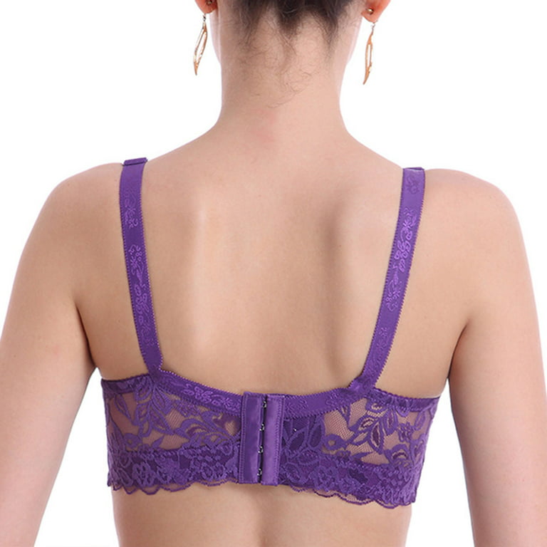 mrulic bras for women women full cup thin underwear small bra plus size wireless  adjustable lace bra cover b c d cup large size lace bras purple + 36c 