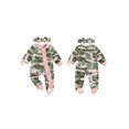 thumbnail image 2 of Cenuakty Infant Baby Girls Footed Romper Long Sleeve Camo Jumpsuit with Headband, 2 of 9