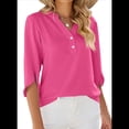 thumbnail image 3 of Blusa Informal de para Mujer, Cuello en V, 1/2 con Volantes, Corte Holgado, Color Rosa, Talla XL, 3 of 6