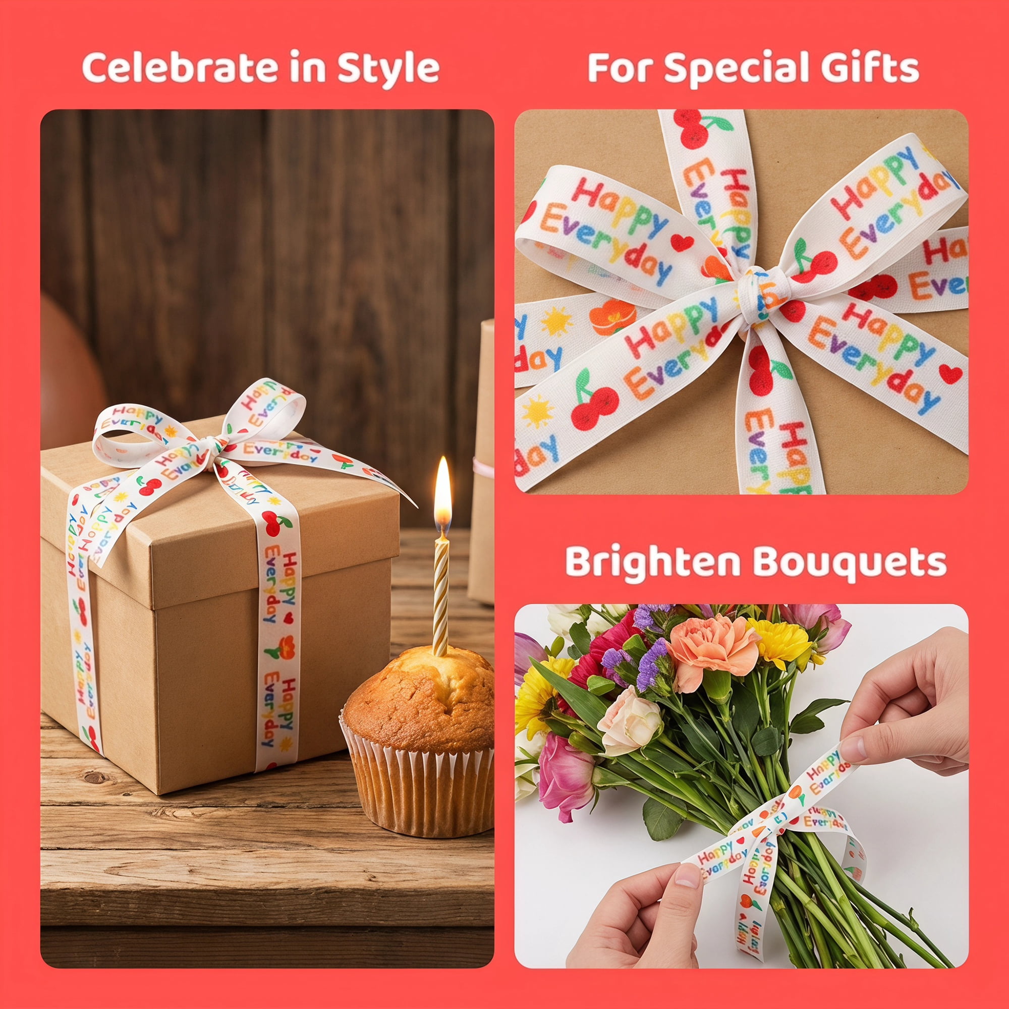 Unique Bargains Vibrant Fabric Cartoon Ribbon for Creative Gift Wrapping Projects Letter