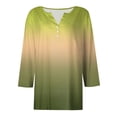 thumbnail image 4 of felwors 3/4 Length Sleeve Womens Tops Henley V Neck Summer Shirts Casual Elbow Length Button Down Shirt Floral Print Blouses (Light Green, XL), 4 of 5