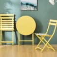 thumbnail image 5 of 3 Patio Bistro , Yellow - Metal Chairs And Table With Folding Feature For Courtyards Foldable 3 Piece Bistros & Gardens, 5 of 7