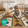thumbnail image 4 of ODIKA 8'x10' Washable Area Rug Livingroom Neutral Wildlife Cabin Border Large Southwestern Aztec Playful for King Size Bedroom Under Bed, Master Suite, Non-Shedding, Easy Care, 4 of 7