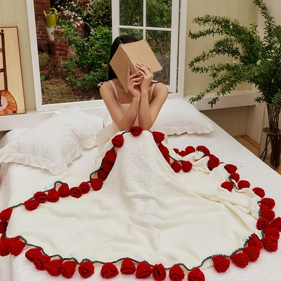 Rose Bouquet Blanket - Convertible Floral Picnic Throw for Camping/Garden - Machine Washable, All-Season - Gift for Valentine’s/Mother’s Day