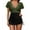 Army Green, variant on One Piece Swimsuit for Women Short Sleeve Drawstring Mesh Swimsuits Summer Pleated Beach Bathing Suit
