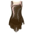 thumbnail image 3 of Venjoe Justaucorps de Gymnastique Rythmique Sans Manches pour Femmes, Strass, Compétition d'Acrobatie, Brun, m, 3 of 7