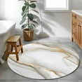 thumbnail image 4 of White Golden Marble 3.3ft Round Rug, Modern Abstract Art Marble Crack Non-Skid Rubber Backing Large Area Rugs - Living Room Bedroom Home Office, Indoor Floor Mat Carpets Washable Rug, 4 of 9