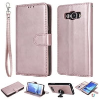 Galaxy J5 2016 Case Wallet, J5 2016 Case, Allytech Premium Leather Flip Case Cover & Card Slots Pocket, Wrist Design Detachable Slim Case for Samsung Galaxy J5 J510 2016 (Rosegold)