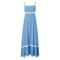 thumbnail image 1 of Vestido largo sin mangas y corte A para mujer: color liso, corte holgado, poliéster, playa/vacaciones, tallas S-XL., 1 of 2