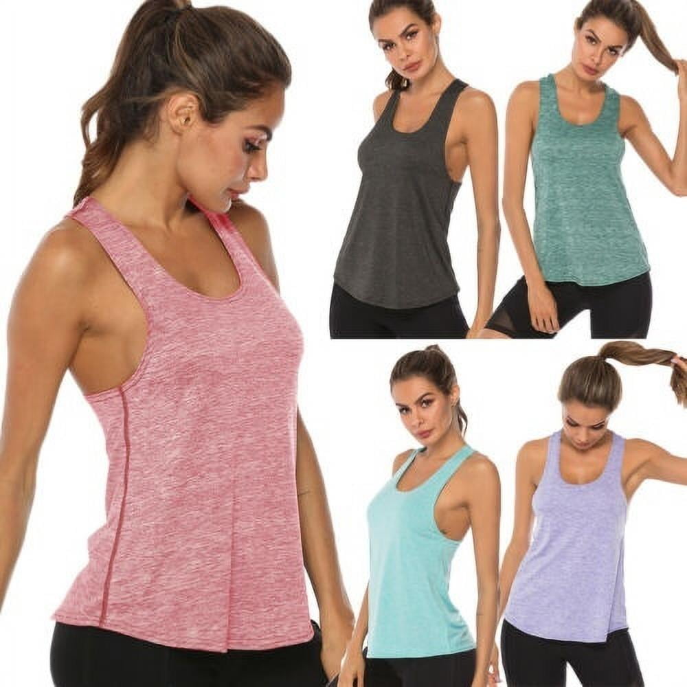 Ladies Sleeveless Vest Top Tank Top Gym Sports Yoga Loose Fitted Tie Split Back 