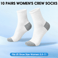 thumbnail image 2 of GARITIN Women's Crew Socks 10 Pairs, Soft Breathable Athletic Crew Socks, Reinforced Toe Cushioned Casual Sports Socks, White, 2 of 6