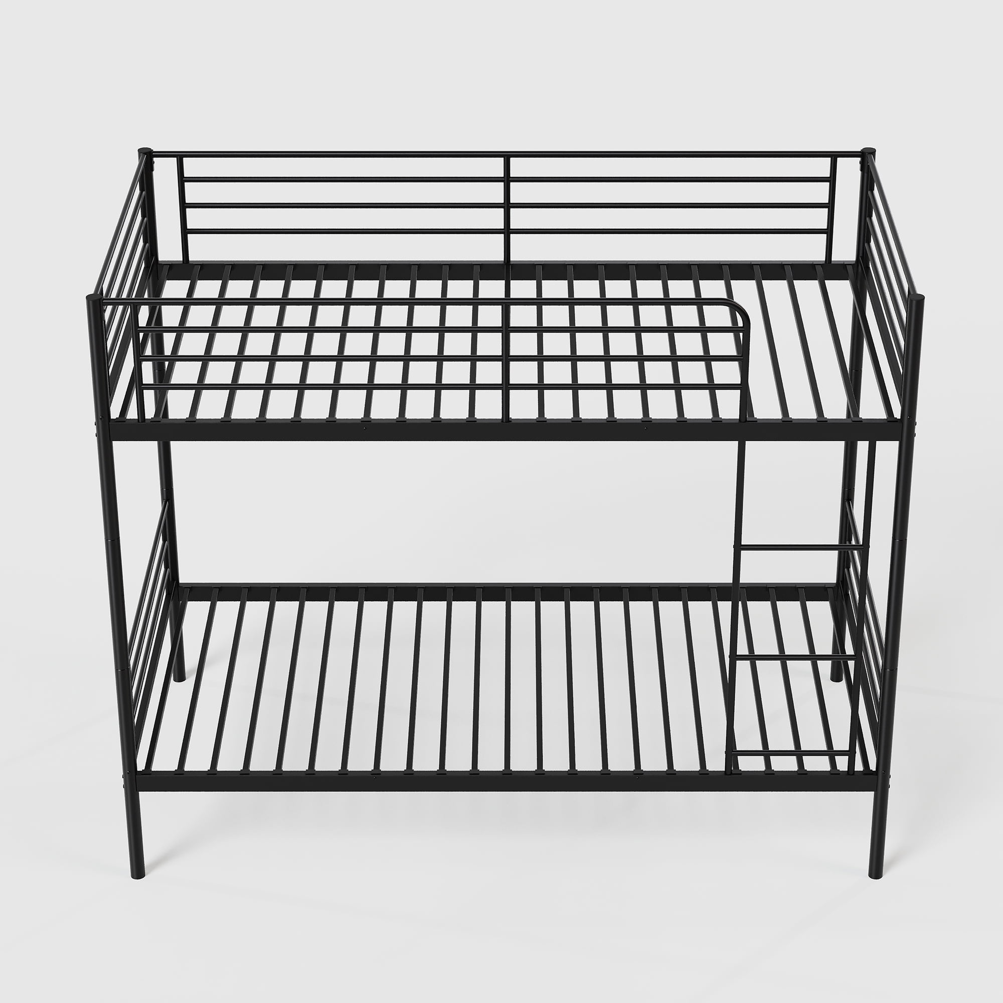 Mintazer Twin Over Twin Detachable Metal Bunk Bed with Ladder & Guardrail for Teen Adult Bedroom Dormitory, Black