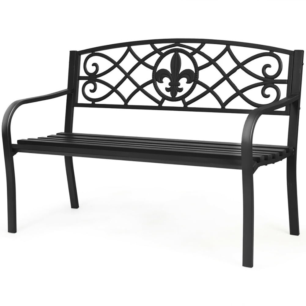 Aimee Lii 50 Inch Patio Heavy-Duty Metal Garden Bench, Outdoor Patio Furniture Aimee Lii 50 Inch Patio Heavy-Duty Metal Garden Bench, Outdoor Patio Furniture