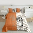 thumbnail image 2 of Feelyou Cartoon Zebra Kids Bedding Comforter Set, Fashion Stripes Lines Twin Comforter Sets, Orange Kawaii Animal Reversible Bedding Set, Breathable Home Decor, 2pcs, 2 of 8