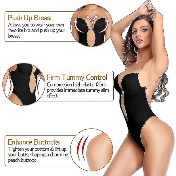 Corsé push-up acolchado con tirantes transparentes para mujer moldeador de cuerpo con escote en V profundo