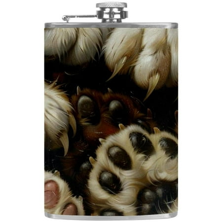 

josid Cat Pattern 3.6x6in Stainless Steel Small Flask Leak-Proof Stainless Steel Construction Wrapped in Premium Two-Layer Leather Nano-Printed Design 227ml Capacity