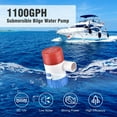 thumbnail image 2 of Yescom 1100GPH 12V Electric Bilge Sump Marine Submersible Water Pump with Float Switch for Fishing Boat Yacht Cruise Ship Pool, 2 of 10
