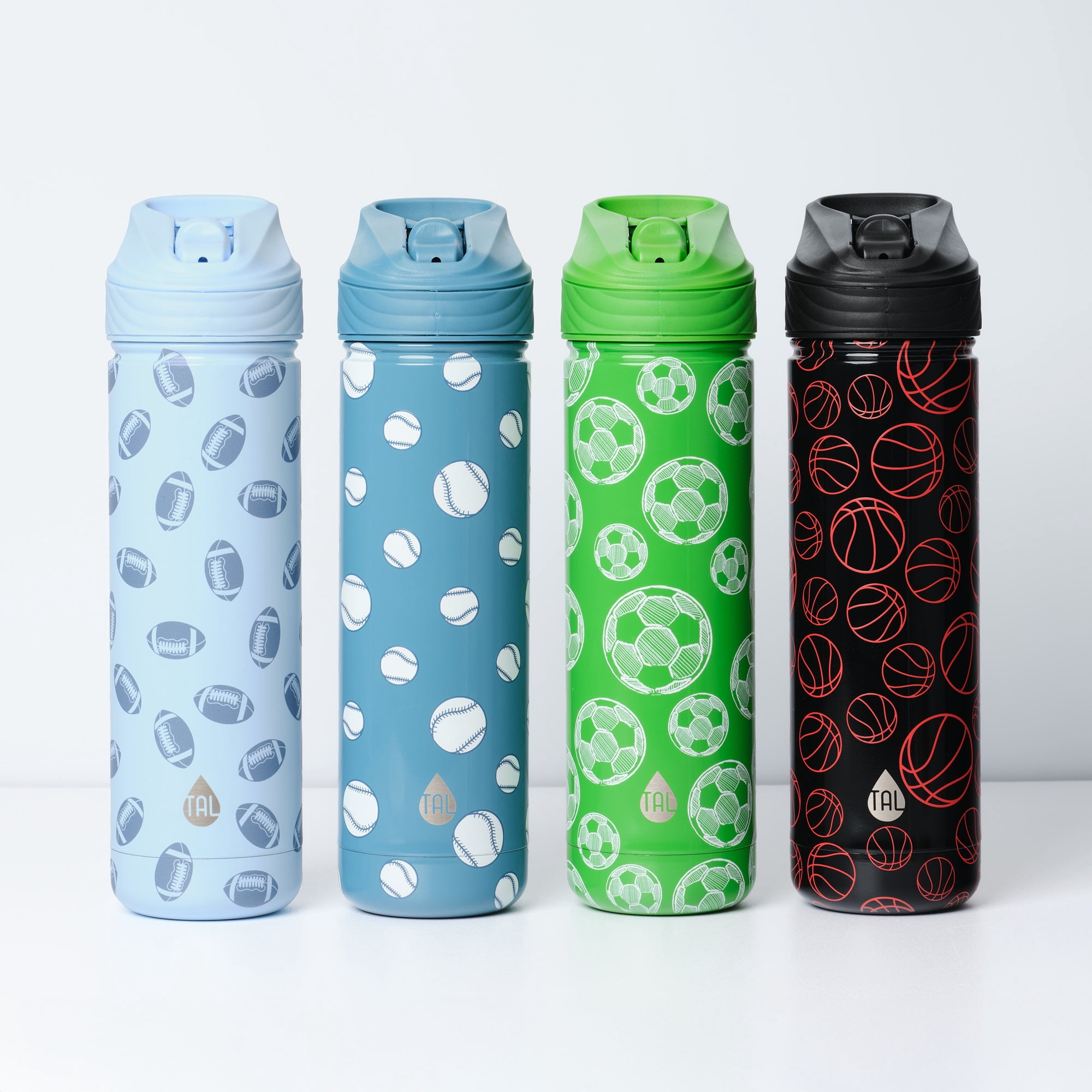 TAL 26oz Stainless Steel Ranger Water Bottle with Easy Sip Straw, Soccer