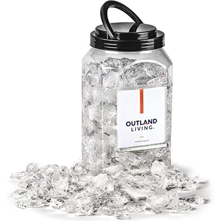 Outland Living Tempered Fire Glass Rocks 1/2-3/4 inch | Fire Pit Pellets for Indoor and Outdoor Natural or Propane Fireplaces  Fire Bowls | 10 Pound Jar (Arctic Ice)