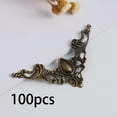 thumbnail image 3 of Rongfmy 100 Pieces Antique Corner Brackets Applique Embellishments Triangle Flower Green bronze, 3 of 9