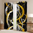 thumbnail image 2 of Homewish Yellow Abstract Lines Blackout Curtains Set of 2 (52x84 Each),Contemporary Aesthetic Curtain, 2 of 6