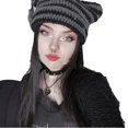 thumbnail image 4 of Crochet Stripe Pattern Handmade Cat Ear Hat Knitted Hat Cold Winter Presents. W7H8, 4 of 9