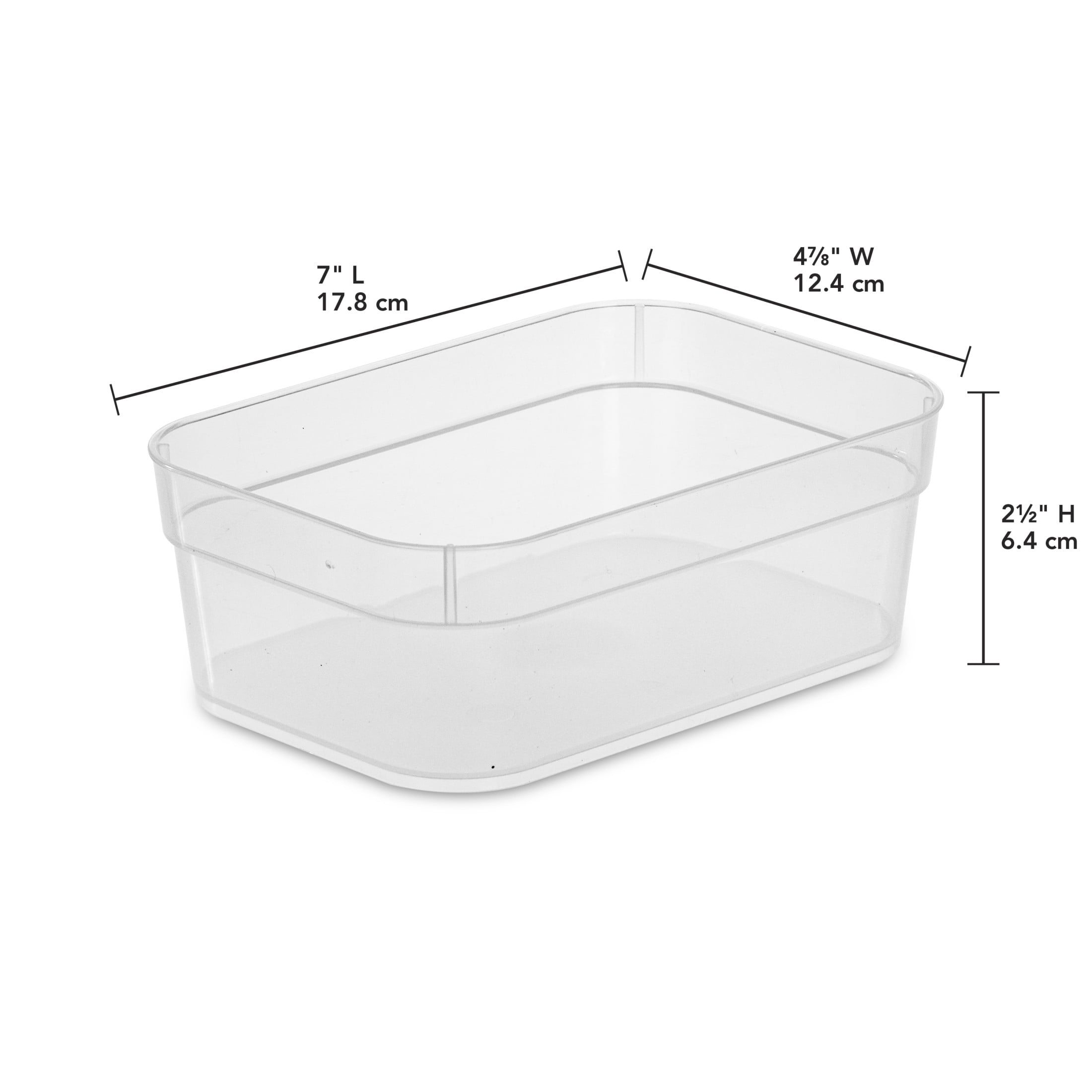 Sterilite Set (3) Medium Storage Trays, Clear Plastic Open Bins, Drawer Organizers, 8 Count