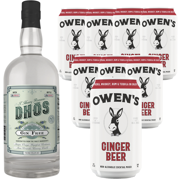 Dhōs Handcrafted Non-Alcoholic Gin 750 ML Bottles w Pack Owen’s Mixers Ginger Beer 8.2 OZ Cans - Perfect for Mocktails - A
