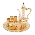 thumbnail image 1 of Vintage Metal Tea Pot Set, European Court Style, Multipurpose Coffee Maker with 6 Teacups, Tray, Retro Luxury Design, Premium Zinc Alloy Material, for Home Wedding, Bar, Coffee, 1 of 7