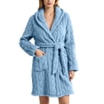 thumbnail image 2 of Naittoop Womens Twist Fleece Robe with Hood Soft Cozy Winter Warm Plush Bathrobe After Spa Shower Fall Belted Fuzzy Bath Robe, 2 of 5