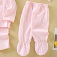 thumbnail image 5 of CAUYDY Newborn Girl Coming Home Outfits Infant Boy Clothes Preemie Layette Long Sleeved Shirt Warm Hat 2Pants Bib 5 Pieces Soft Set for Unisex Baby Fall Sizes One Size,Light Pink, 5 of 6