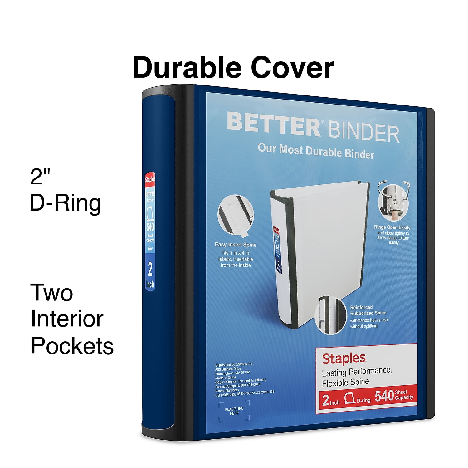 Staples 2" 3-Ring Better Binder Navy Blue 2/Pack ST55872-CCVS