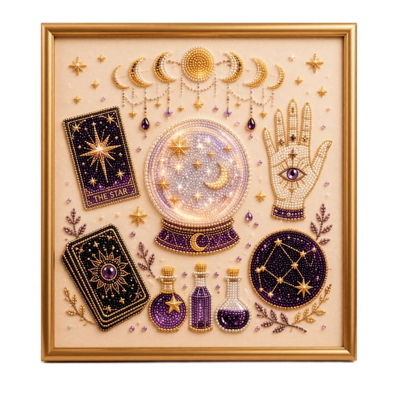 Halloween Crystal Ball Pearl Art DIY Kit, Pearl Painting Kits for Adults, Pearls Diamond Art, Spooky-Cute Design, Fall Home Decor, Wall Art, Adults Craft Kit, 3D DIY Pearl Painting 7.87*7.87in