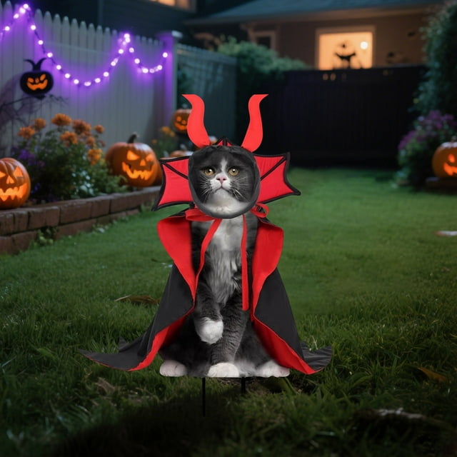 Ltdhehe Panneau de Jardin Décoratif 3D avec Fente pour Carte de Chat en Métal pour Décorations de Fête en Plein Air