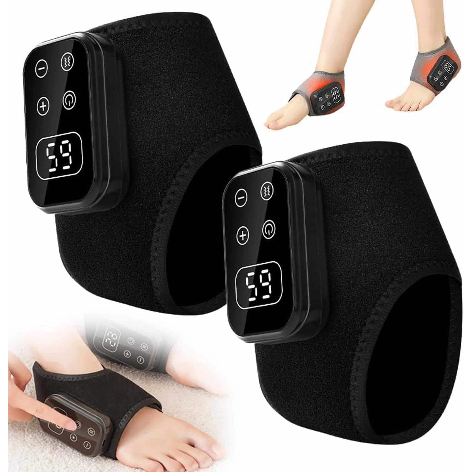 2PC FootRenew Triple Method Massager, Foot Revive Massager, Wireless Triple Technology Foot Massager Ankle, Portable Foot Massagers for Home/Office/Travel, 3-Speed & 5-Temperature