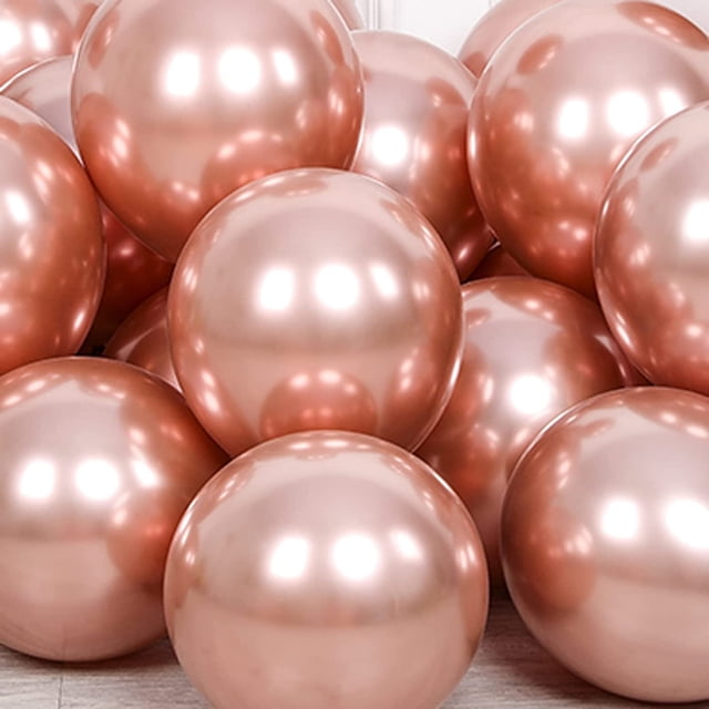 Globo de oro rosa de metal de cromo 12 pulgadas 50 piezas juego de globos de helio KIRIKOU para la decoración de la fiesta de Navidad de graduación en el aniversario de la boda de cumpleaños