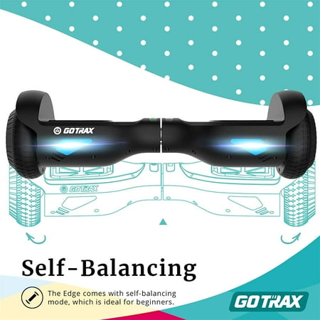GOTRAX Edge Hoverboard with 6.2 MPH Max Speed, 176 lbs Max Weight, 2.5 Miles Max Distance, Self Balancing Scooter with 6.5 inch Wheels and LED Headlights Black