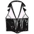 thumbnail image 6 of Alvivi Womens Wet Look Patent Leather Slim Fit Vest Tops Halter V-Neck Tuxedo Waistcoat Clubwear Black 3XL, 6 of 7