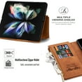 thumbnail image 2 of Compatible for Samsung Galaxy Z Fold 6 Zipper Wallet Case with [Credit Card Slots] [Zipper Pocket] Kickstand, Premium PU Leather Flip Cover with [Magnetic Clasp] Shockproof Case, Brown, 2 of 5