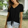 thumbnail image 2 of LIZUOJUNF Women Blouses Short Sleeve V Neck Shirts Business Casual Fashion Outfit, S, 2 of 9