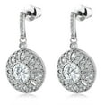 thumbnail image 3 of Gem Stone King Round 6MM White Cubic Zirconia Dangle Earrings for Women, 3 of 4